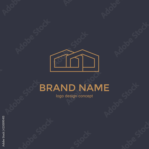 Simple line house icon. Logo Design Template.
