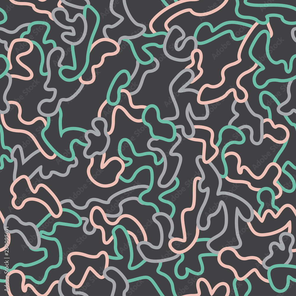 Seamless fashion pattern with curved elements