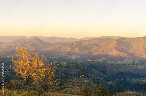 Sunset in the Carpathian Mountains in the autumn season © zyoma_1986