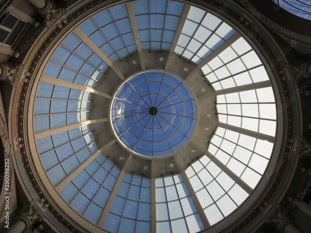 dome with glass windows of a passage in The Hague
