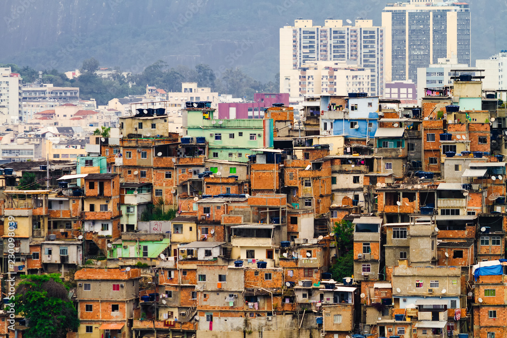 General view of a favela in the Santo Amaro hill in Rio de Janeiro, Brazil