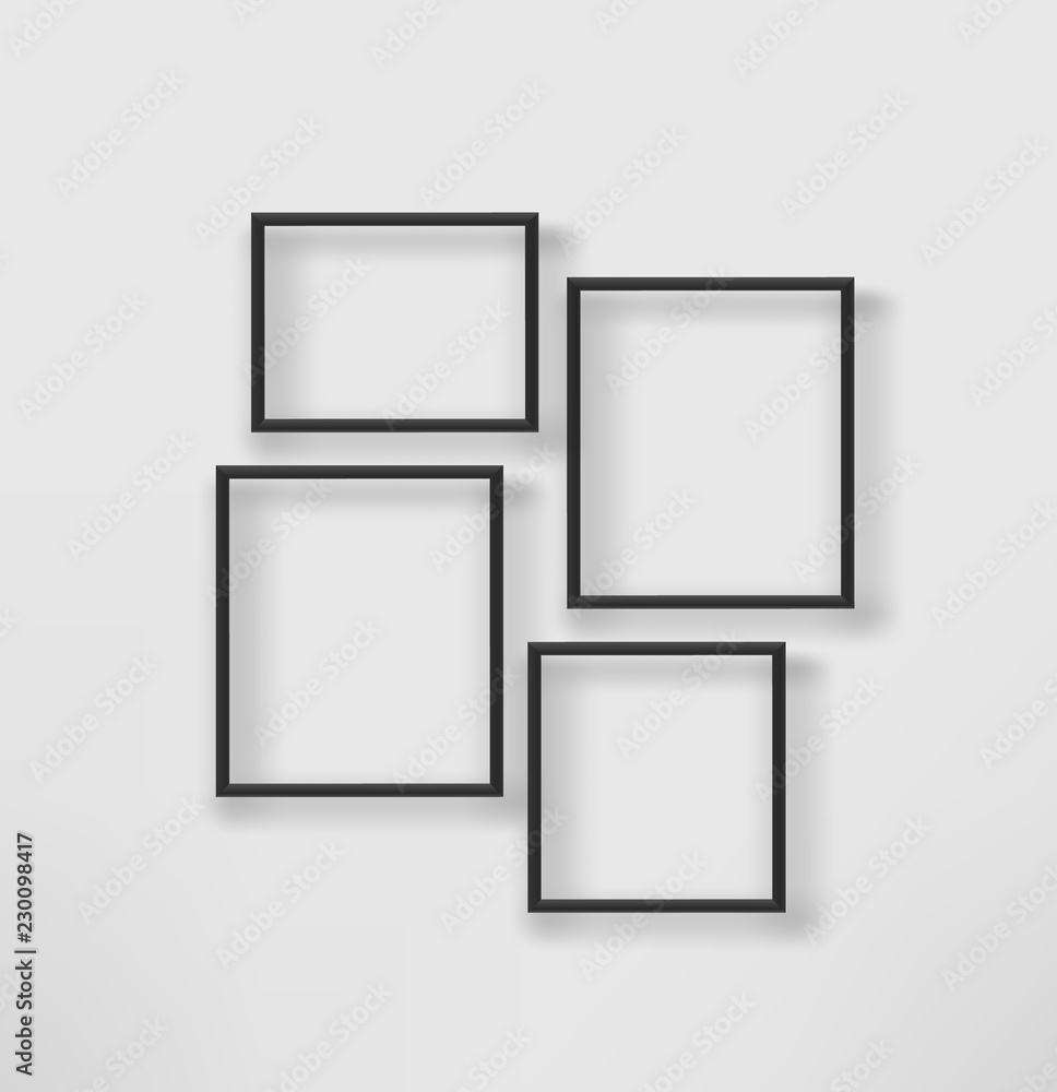 Empty black frames on a white wall. Vector template Empty black frames on a white wall. Vector template