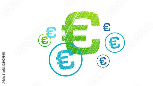 icone, euro, moneta, finanza, 