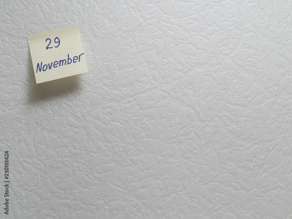 November 29, calendar date sticky note November 29, calendar date sticky note