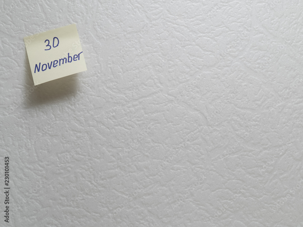 November 30, calendar date sticky note November 30, calendar date sticky note