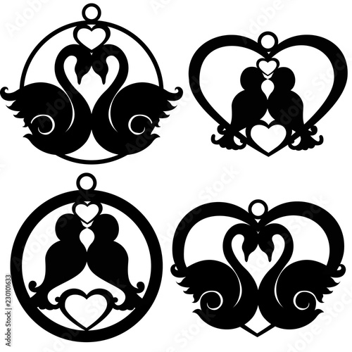 pendant with a silhouette of swans