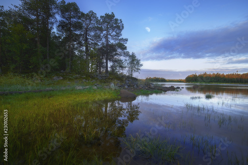 Fototapeta Naklejka Na Ścianę i Meble -  landscape with lake and blue sky
