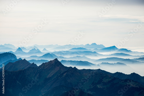 scenic landscape view from s  ntis in the swiss alps alpstein mountains panorama 