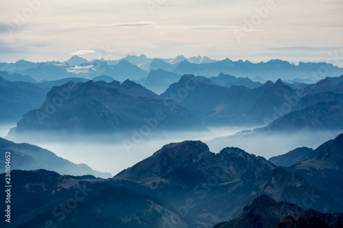 scenic landscape view from säntis in the swiss alps alpstein mountains panorama  © Simon