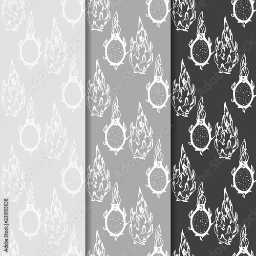 pitaya, pitahaya tropical fruit seamless pattern