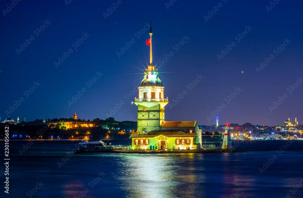Maiden's Tower or Kiz Kulesi located in the middle of Bosporus, Istanbul Maiden's Tower or Kiz Kulesi located in the middle of Bosporus, Istanbul