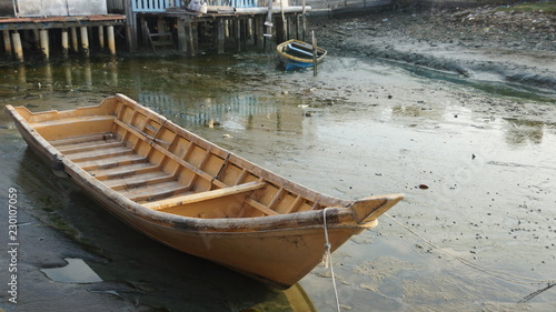 Fotografia Boat or in local language Sampan, a traditional wooden boat