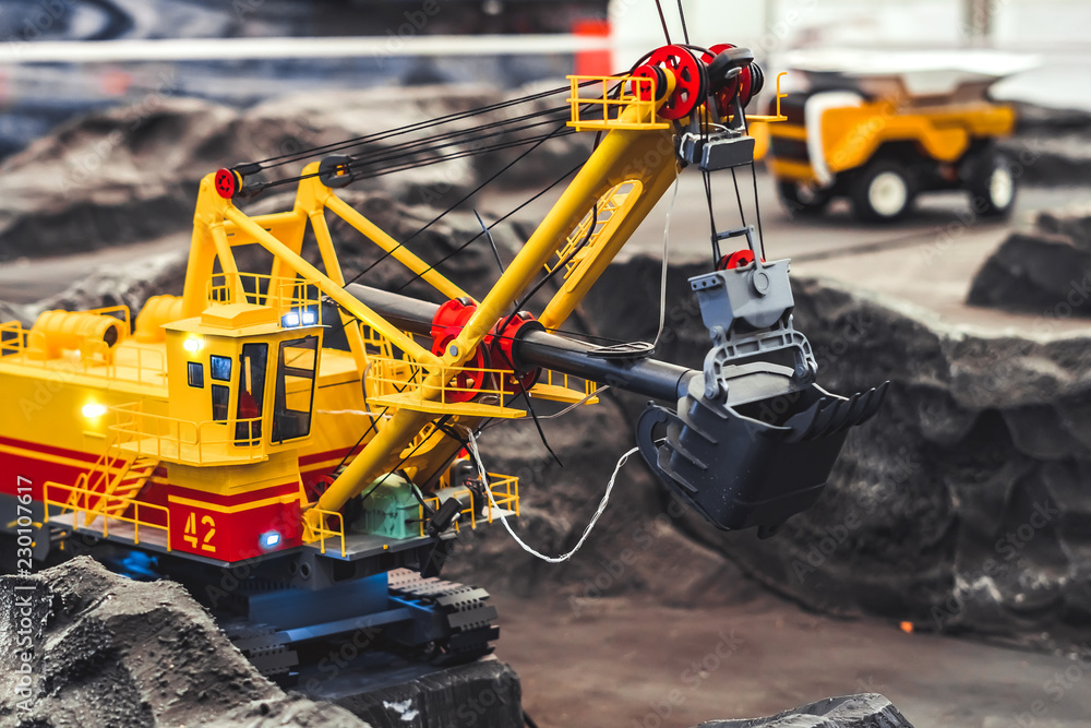 toy tractor in the scenery of coal mining toy tractor in the scenery of coal mining