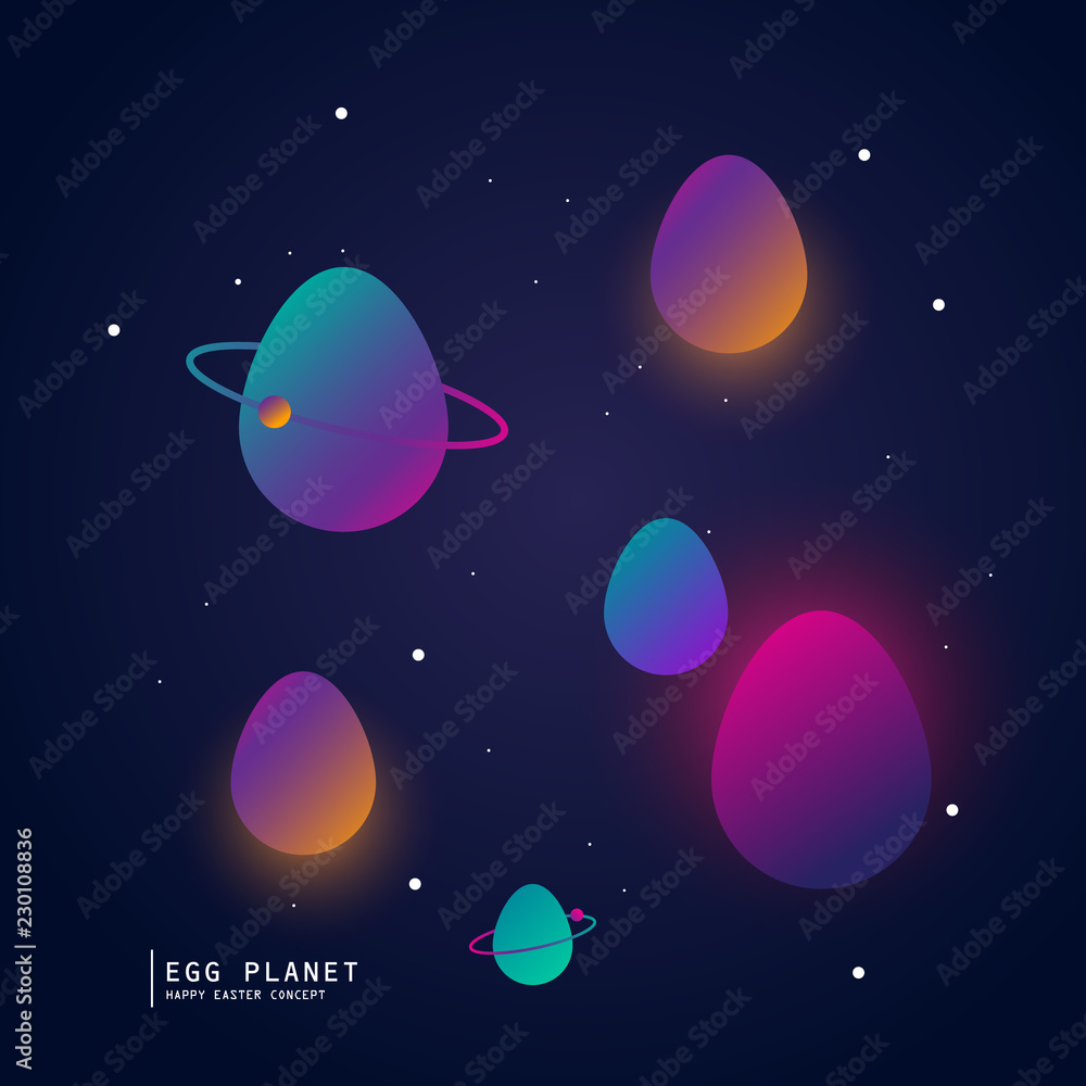 egg planet with gradient color