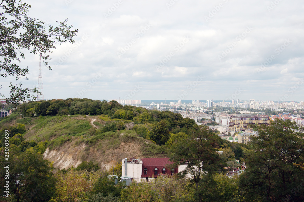 Сity of Kiev, Ukraine. General view of the big city, capital, metropolis from the top