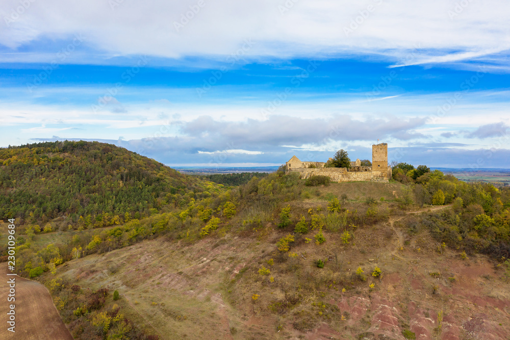 Luftbildaufnahme  Burg Gleichen bei Wandersleben
