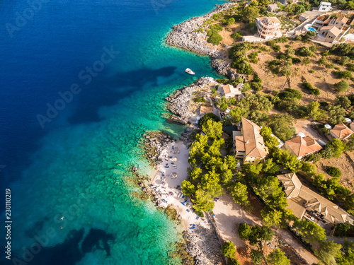 Aerial view of Agios Nikolaos city in Zakynthos (Zante) island, in Greece