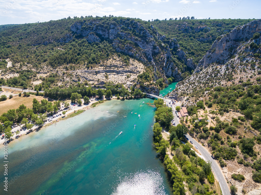 Aerial view of  Gorge du Verdon  canyon river in south of France