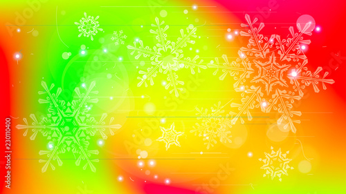 Snowflakes and festive lights - vector background with beautiful snowflakes that merrily shine and shimmer in color space
