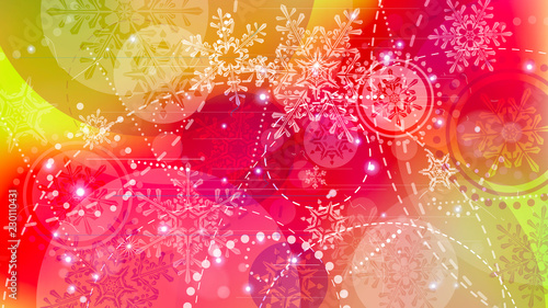 Snowflakes and festive lights - vector background with beautiful snowflakes that merrily shine and shimmer in color space