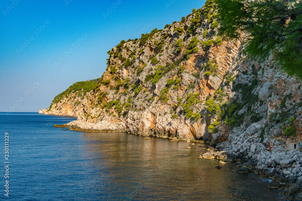 Summer Mediterranean Coastal Cliffs in the Adriatic Sea, Croatia