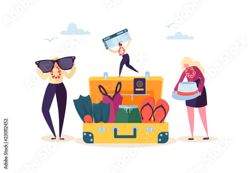 Characters Packing Baggage for Travel