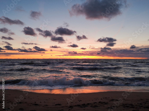 Baltic sunset waves
