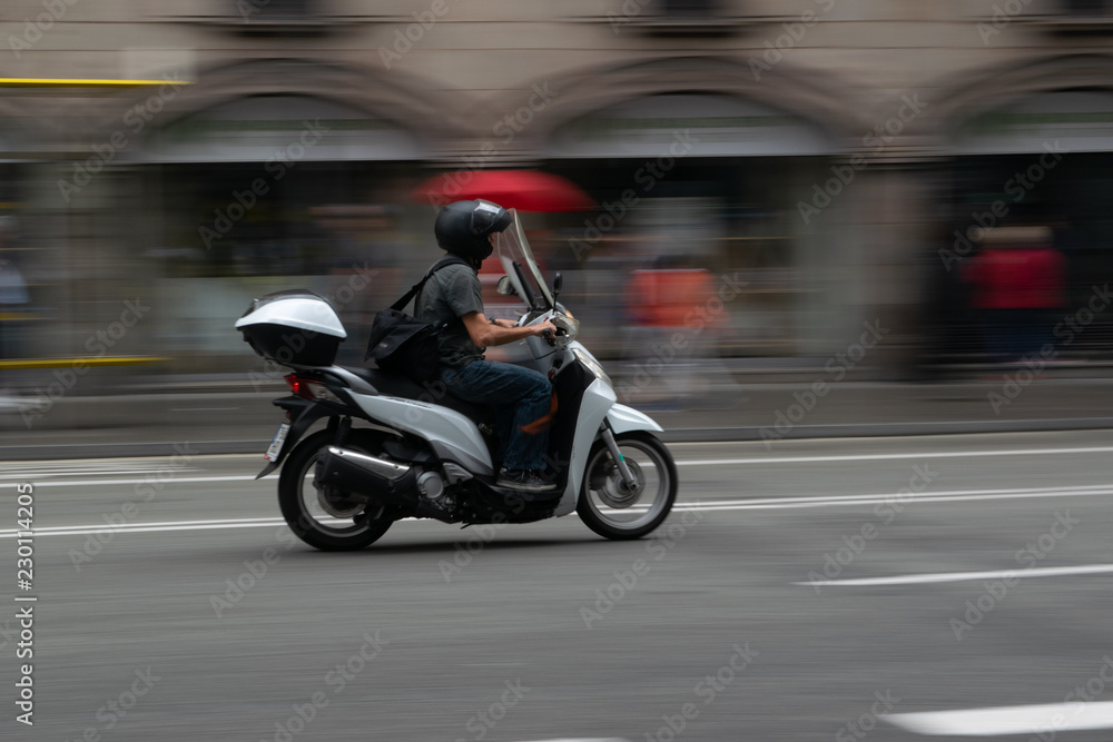 Scooter Going Fast in Barcelona