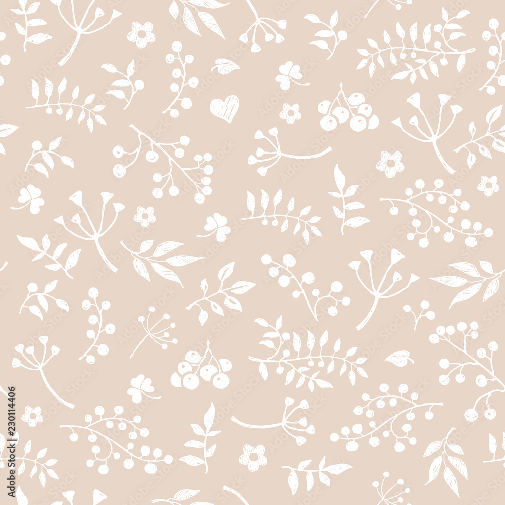 Fototapeta premium A gentle vintage seamless handdrawn floral background