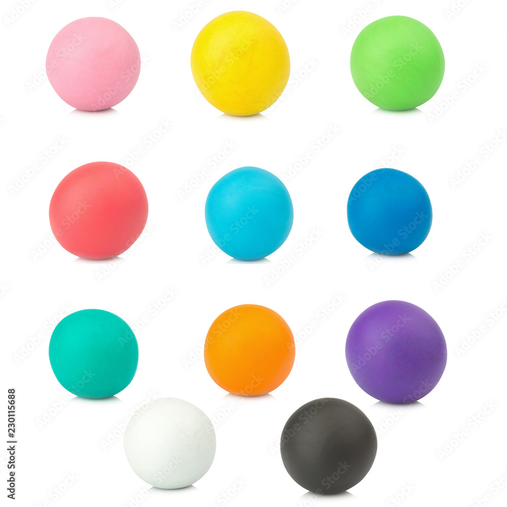 plasticine. clay. ball colorful. set. isolated on white background
