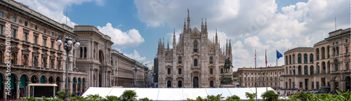 Panoramic view of the Cathedral Duomo, the Vittorio Emanuel Gallery and the Museo del Novecento in Milan, Italy