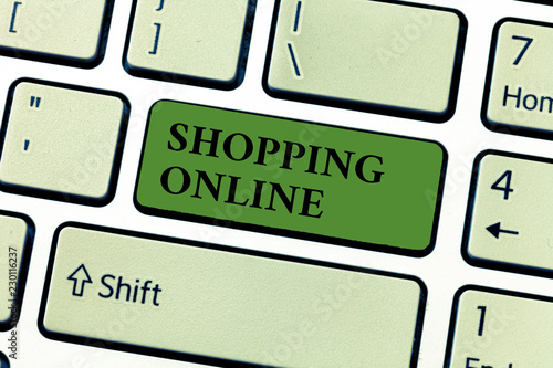 Conceptual hand writing showing Shopping Online. Business photo text buying you want through internet website then deliver it.