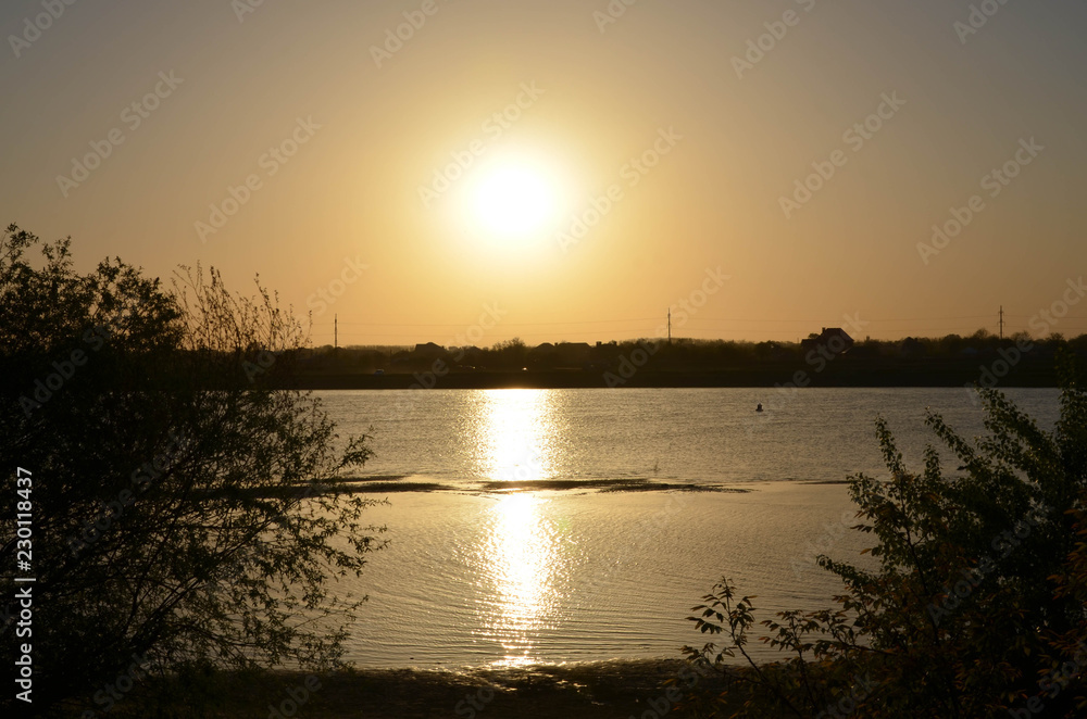 sunset on the lake