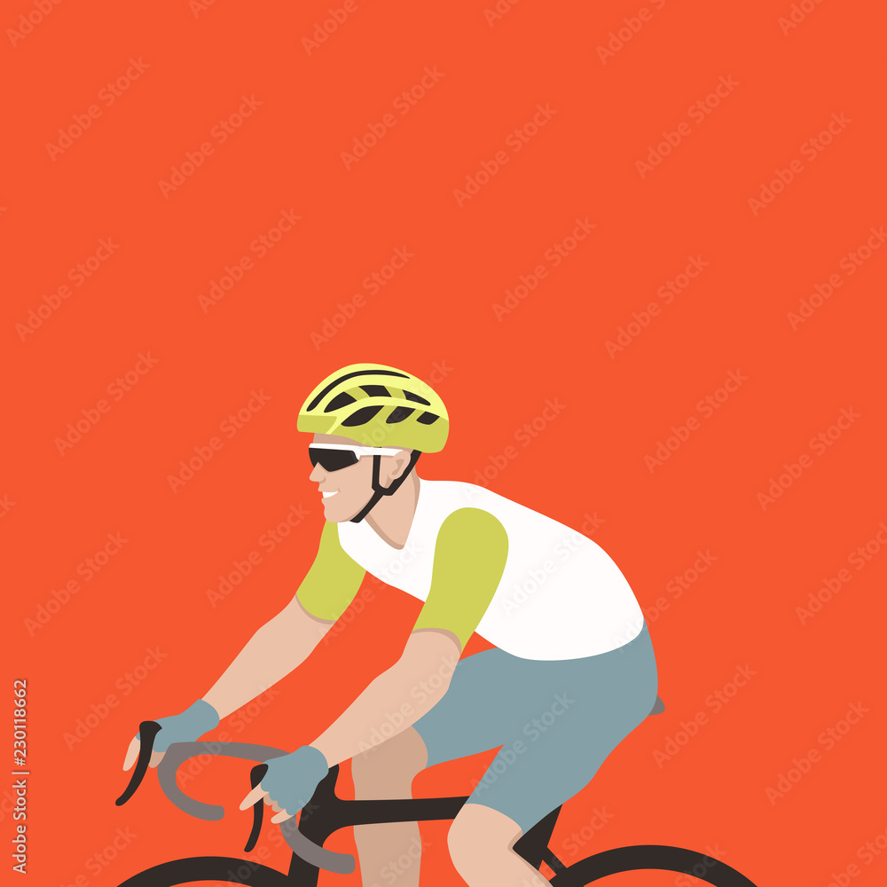 bicyclist vector illustration flat style profile 