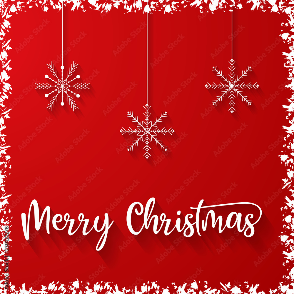 Merry christmas red background with snowflake, vector, illustration, eps file