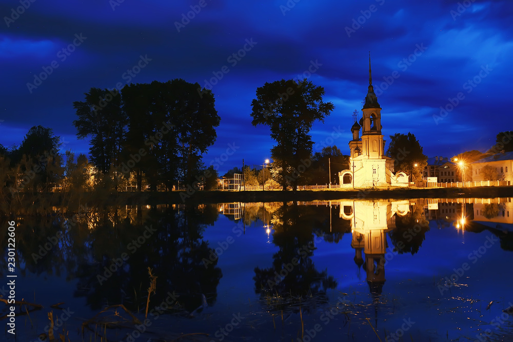 interior church night / night view inside the cathedral, festive night in the church