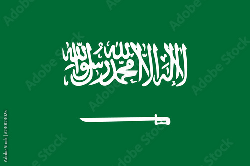 Flag of Saudi Arabia. Official colors. Correct proportion. Vector
