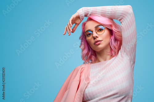 Seductive pretty model in eyeglasses photo