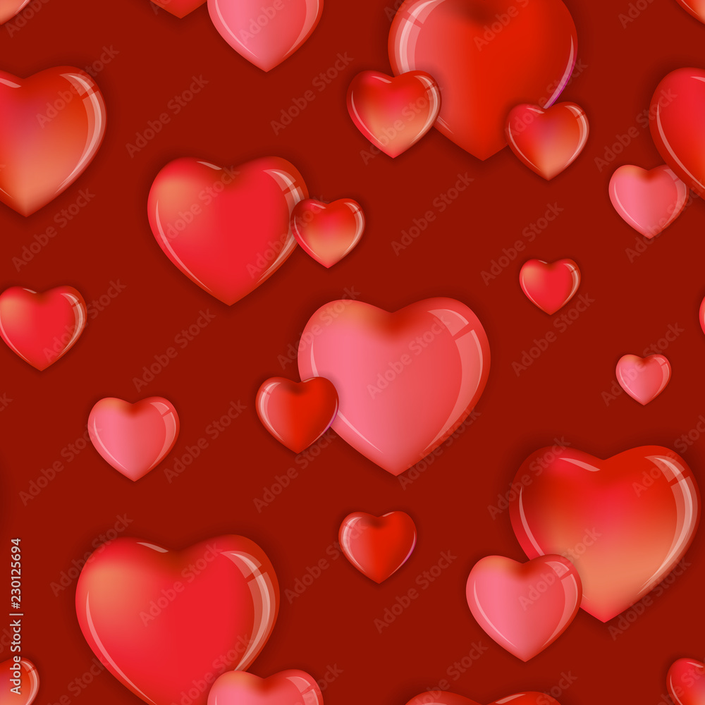 Seamless Hearts Pattern Background,  Happy Valentines Day Design, Love vector illustration