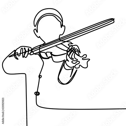 Violin music player with single continuous one line art vector