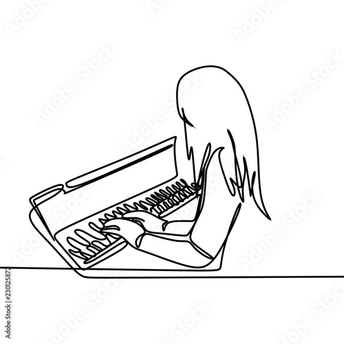 One line art drawing of pia...