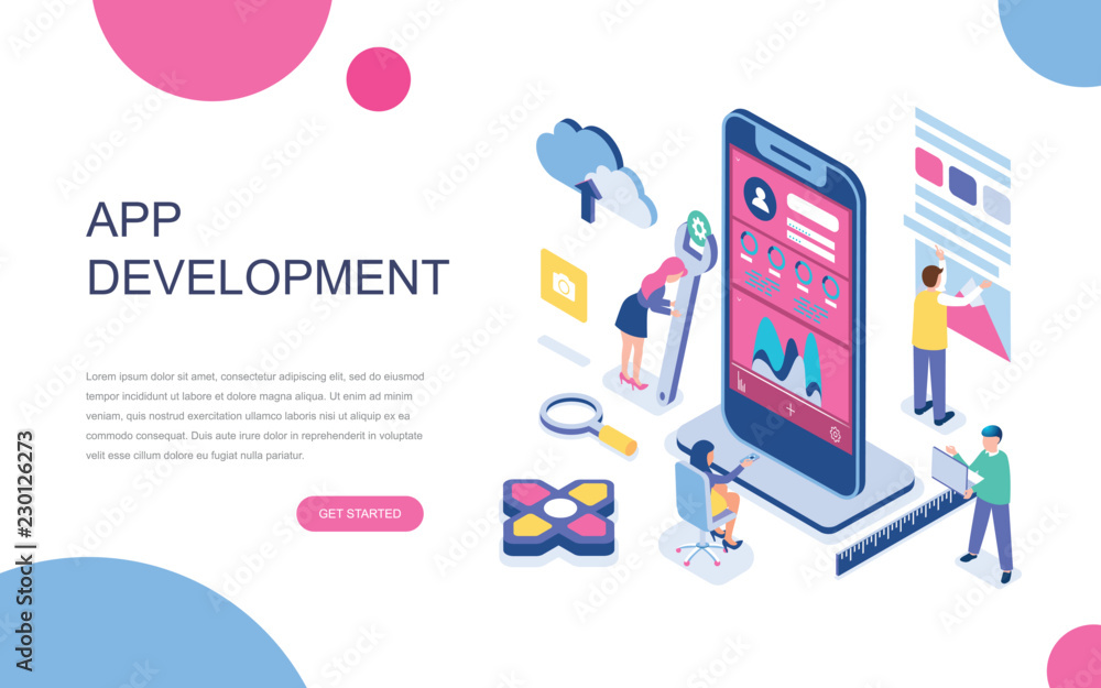 Modern flat design isometric concept of App Development for banner and ...