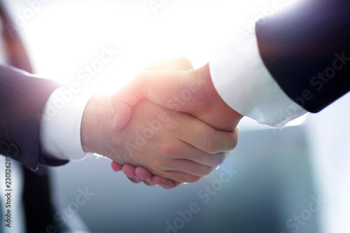 Bilde på lerret Close up of business handshake in the office