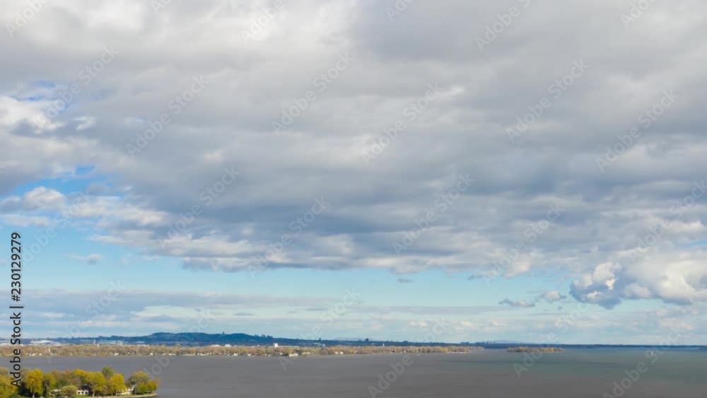 Aerial Hyperlapse Over The River South of the Island of Montreal During Autumn Aerial Hyperlapse Over The River South of the Island of Montreal During Autumn