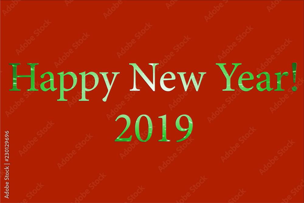2019 Happy New Year card. Red holiday background . 2019 Happy New Year card. Red holiday background .