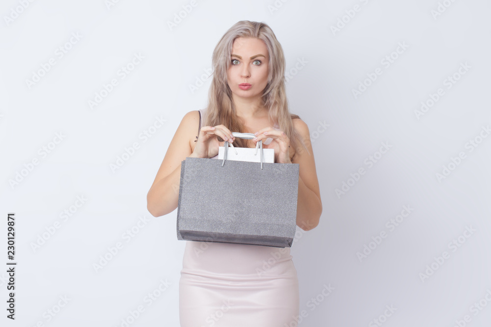 Shopping woman with bags in her hands Shopping woman with bags in her hands