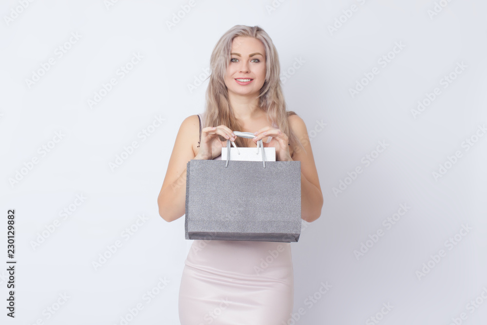 Shopping woman with bags in her hands Shopping woman with bags in her hands