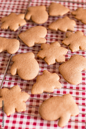 Homemade christmas ginger cookies on table