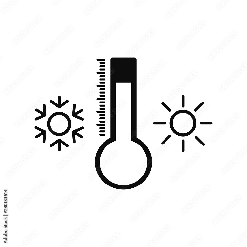 Thermometer, snowflake and sun icon vector illustration eps10. Isolated badge for website or app - stock infographics Thermometer, snowflake and sun icon vector illustration eps10. Isolated badge for website or app - stock infographics