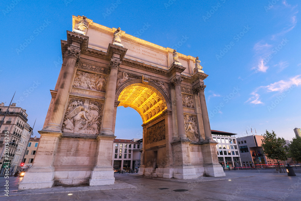 Porte Royale - triumphal arch in Marseille, France. Constructed in 1784 - 1839